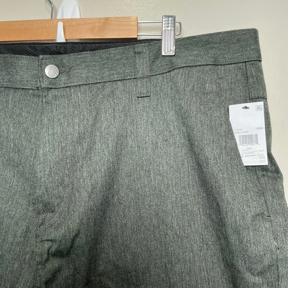 NWTVolcom V Monty Pants Mens 40x32 Charcoal Grey Heather Chino Straight Leg NWT